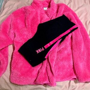 Pink set, leggings and zip up jacket